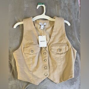 Forever 21 Beige Buttoned Vest